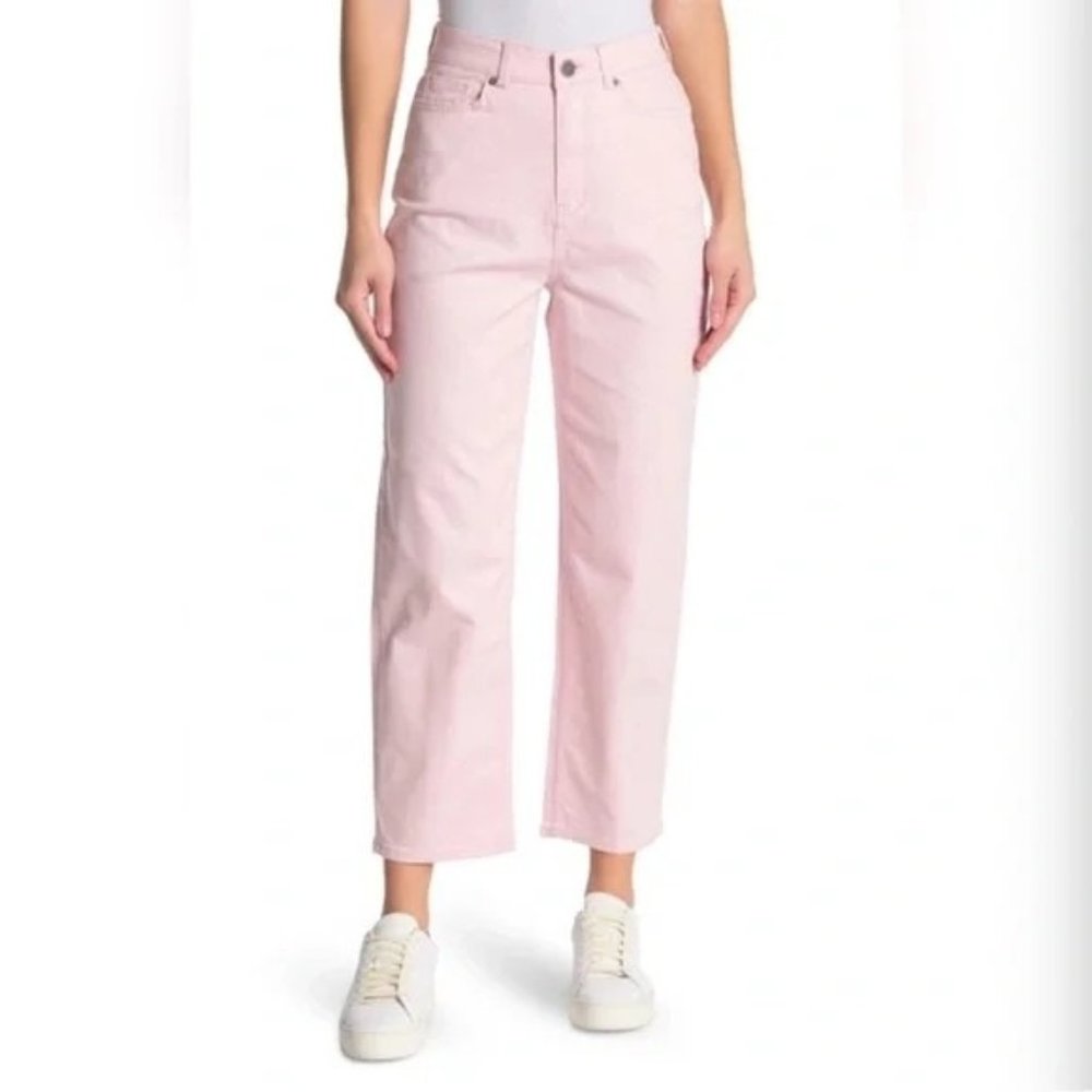Ted Baker High Rise Ankle Crop Straight Leg Jeans Pink Denim Size 29